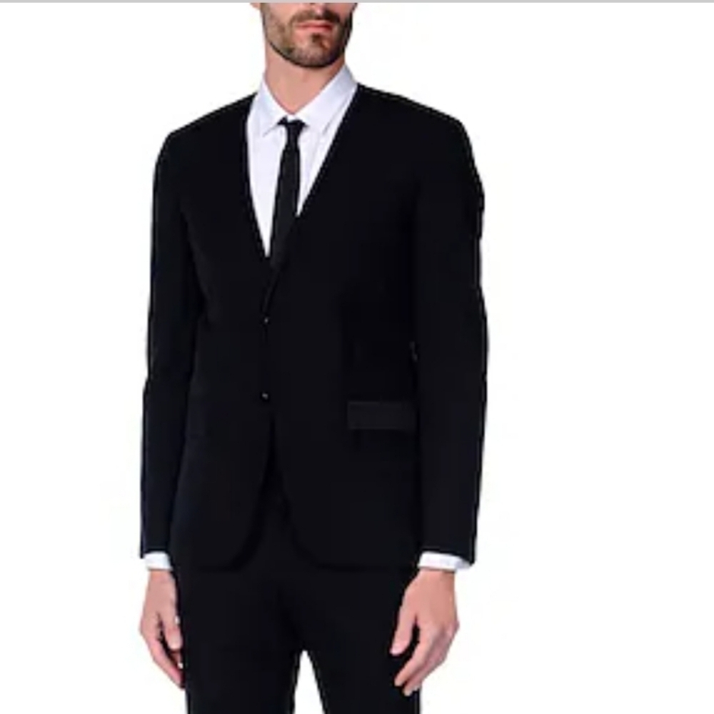 GIVENCHY MENS SILK BLEND BLACK SINGLE BREASTED SUIT JACKET Blazer LIKE NEW 52